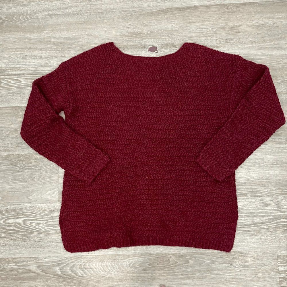 Lord & Taylor Womens Sweater Crochet Knit Crewneck Red Size Extra Large NWT